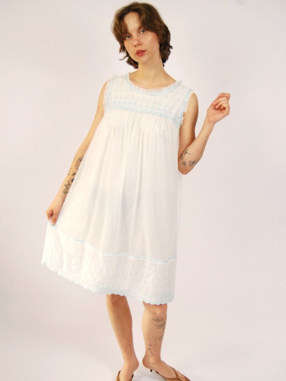 60s Babydoll Nightgown (XL) baby blue vintage mini retro nightie boudoir pinup